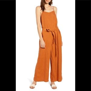 Lou & Grey terra cotta orange linen jumpsuit NWTXS